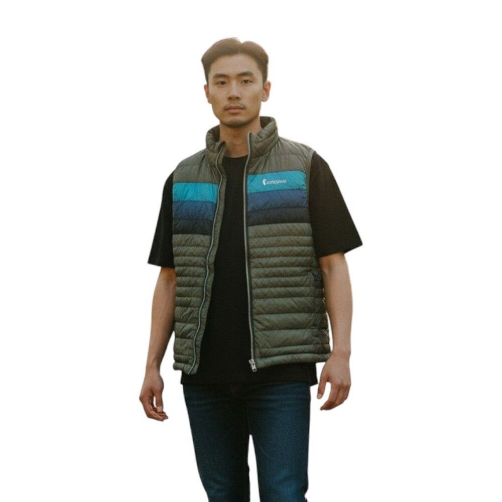 Cotopaxi Vest Mens XS Green Blue Down Puffer Colorblock Hiking Gorpcore